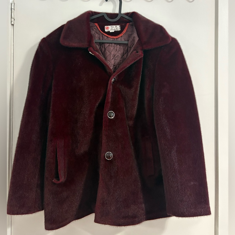 Elegant Burgundy Faux Fur